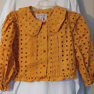 Charming Mustard Eyelet Blouse